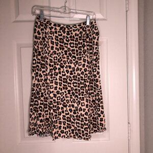 JustFab leopard print midi length skirt with button detail size M